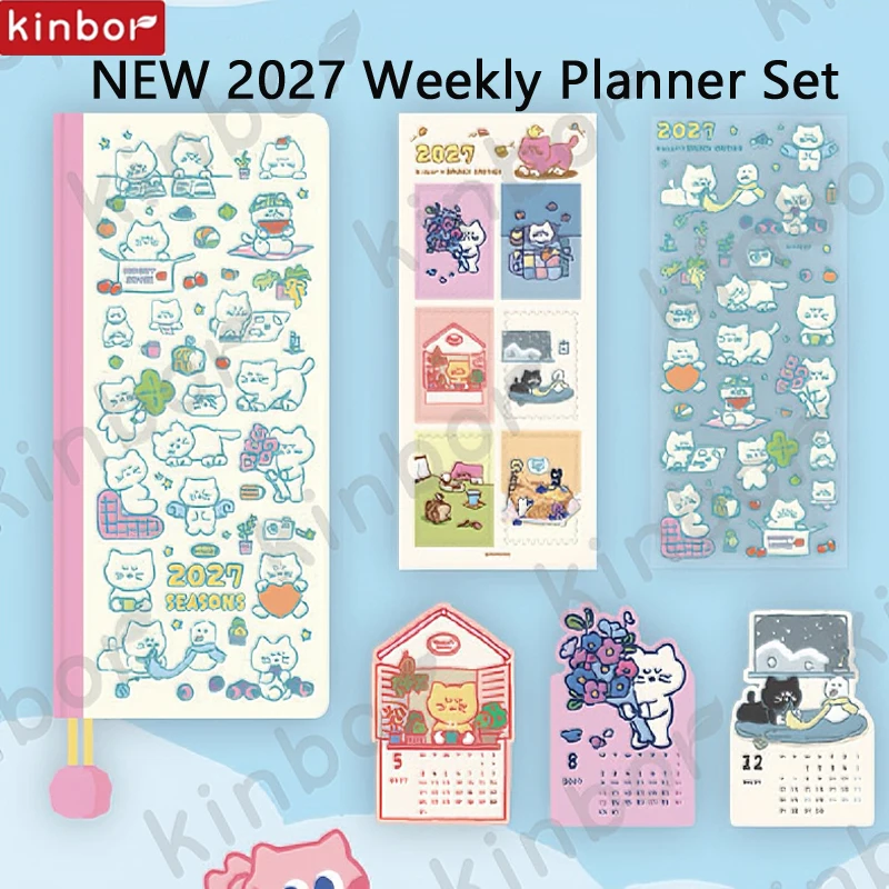 Image of Kinbor 2027 Wochenplaner-Notizbuch, 52 g/m² Tomoe River-Papier, 120 Blatt, ultradünne und glatte Agenda, ideal für Füllfederhalter, Pinselstifte