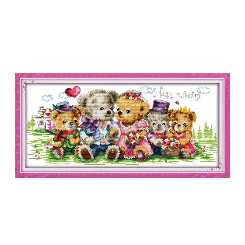 Bear family cross-stitch kit animal Handmade DIY cross stitch sets stitching embroidery craft needlework wall home decoration