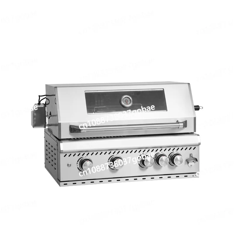 Luxury 304 Food Grade Stainless Steel Four-head Stove Courtyard Villa Barbecue Grill American Gas Oven