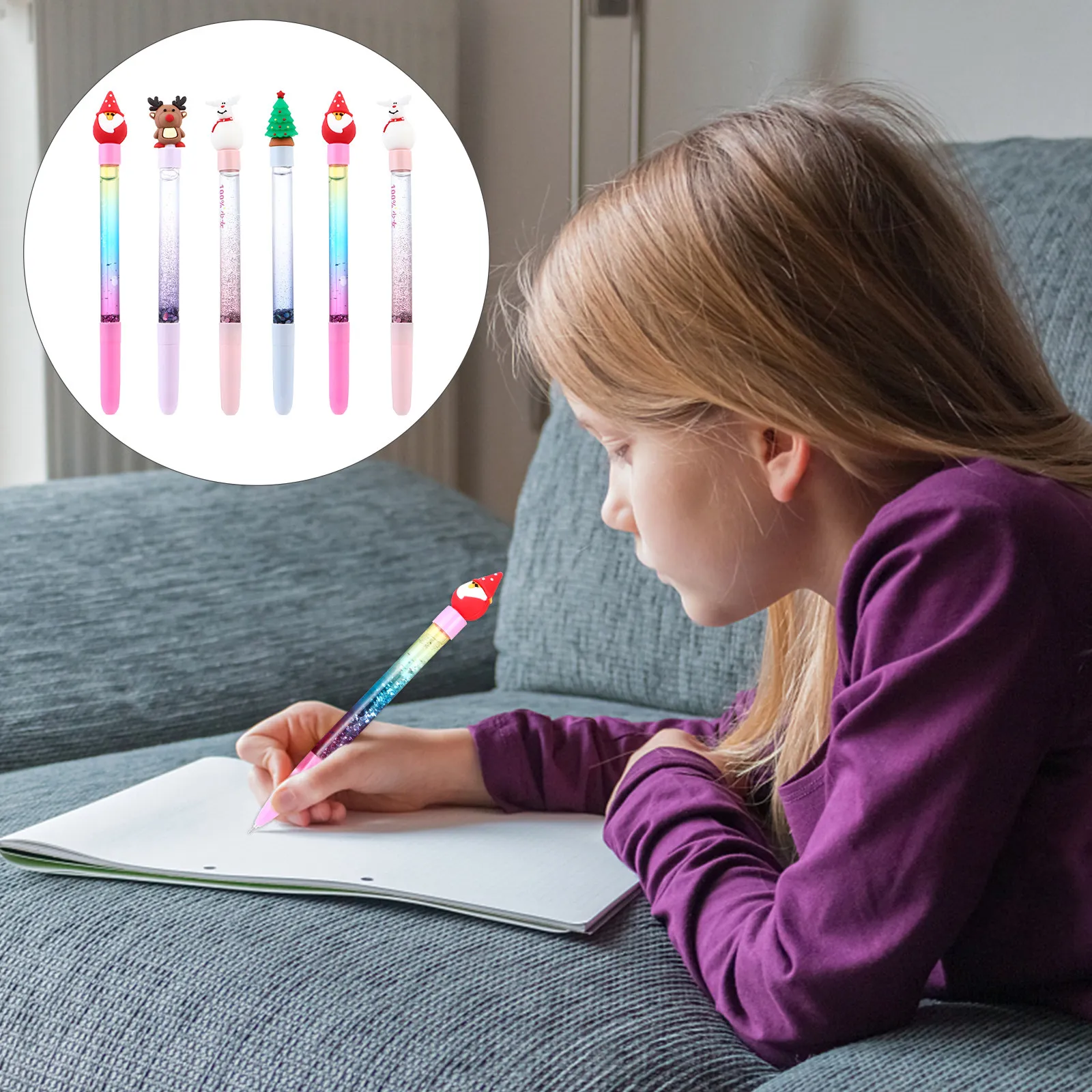 

6Pcs Christmas Gel Pen Set Smooth Writing Plastic Ink Pens for Students Teachers Office Workers Festival Gift Xmas Design