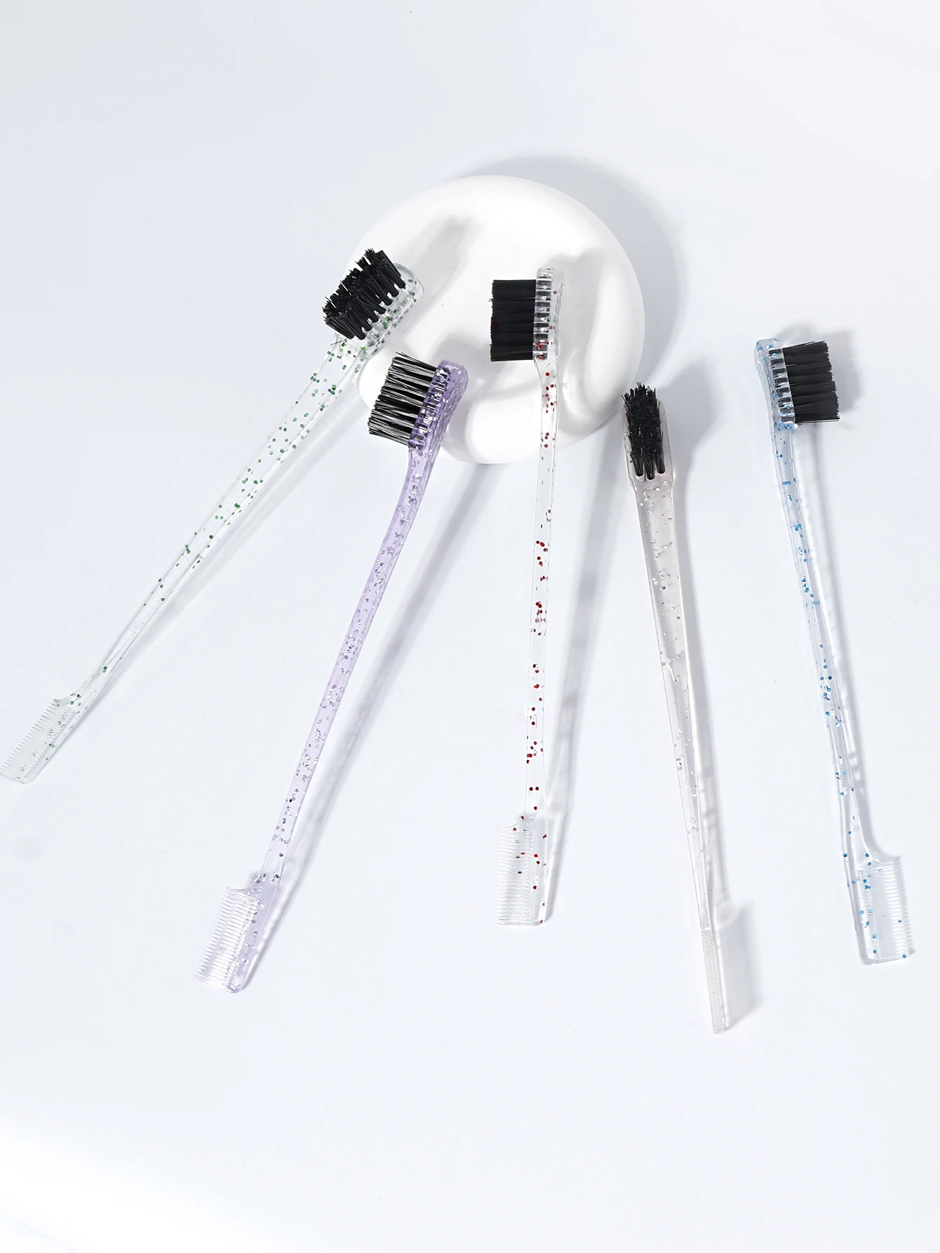 Doppelseitige Kantenkontrollbürste, Beauty Natural Styling Haarkantenbürste Augenbrauenbürste, speziell für Echthaar – Detail 4