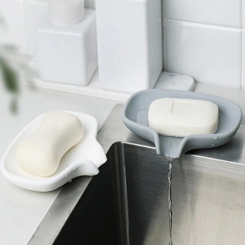 New Soap Box Multifunctional Silicone Soap Dishes Soap Sponge Drain Storage Plate Tray Non-slip Kitchen Bathroom Soap Holder