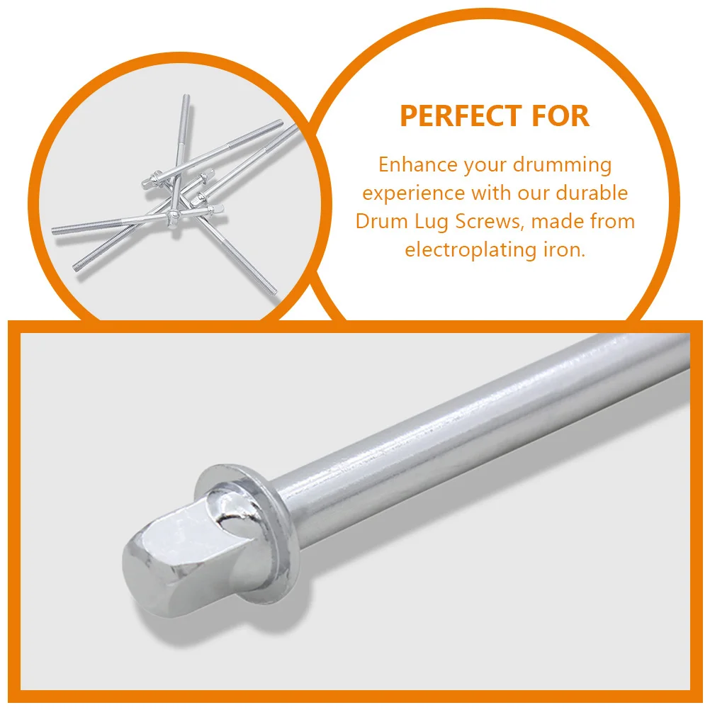 

6pcs Drum Lug Screws 11Cm Iron Electroplated Replacement For Snare Drum Tension Rods Hardware Repair Accessories