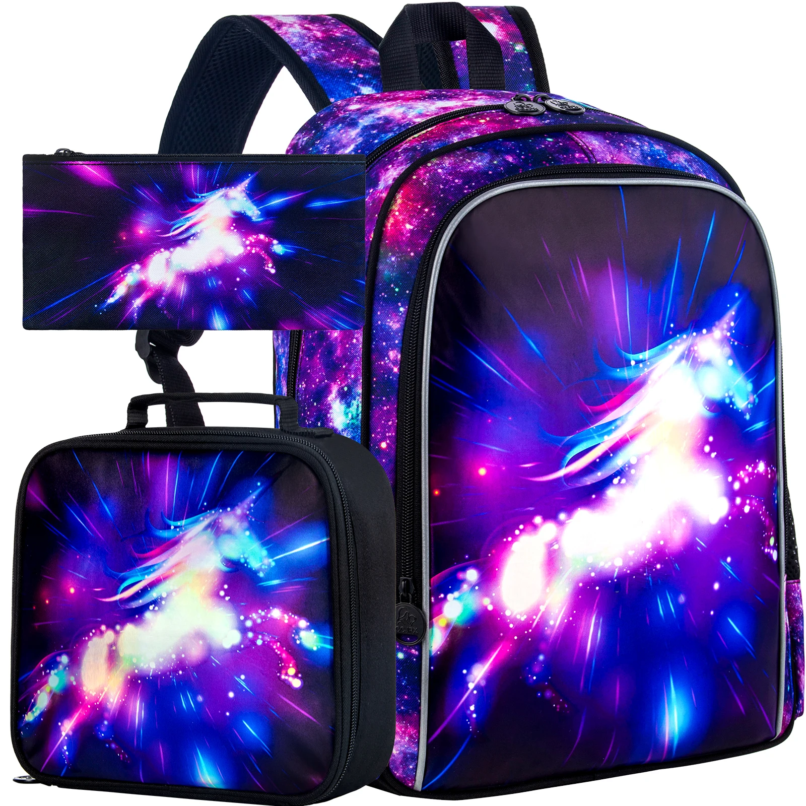 

Рюкзак для девочек, 3 шт., 16-дюймовый детский рюкзак с изображением единорога и коробкой для обеда, школьная сумка для детей младшего школьного возраста