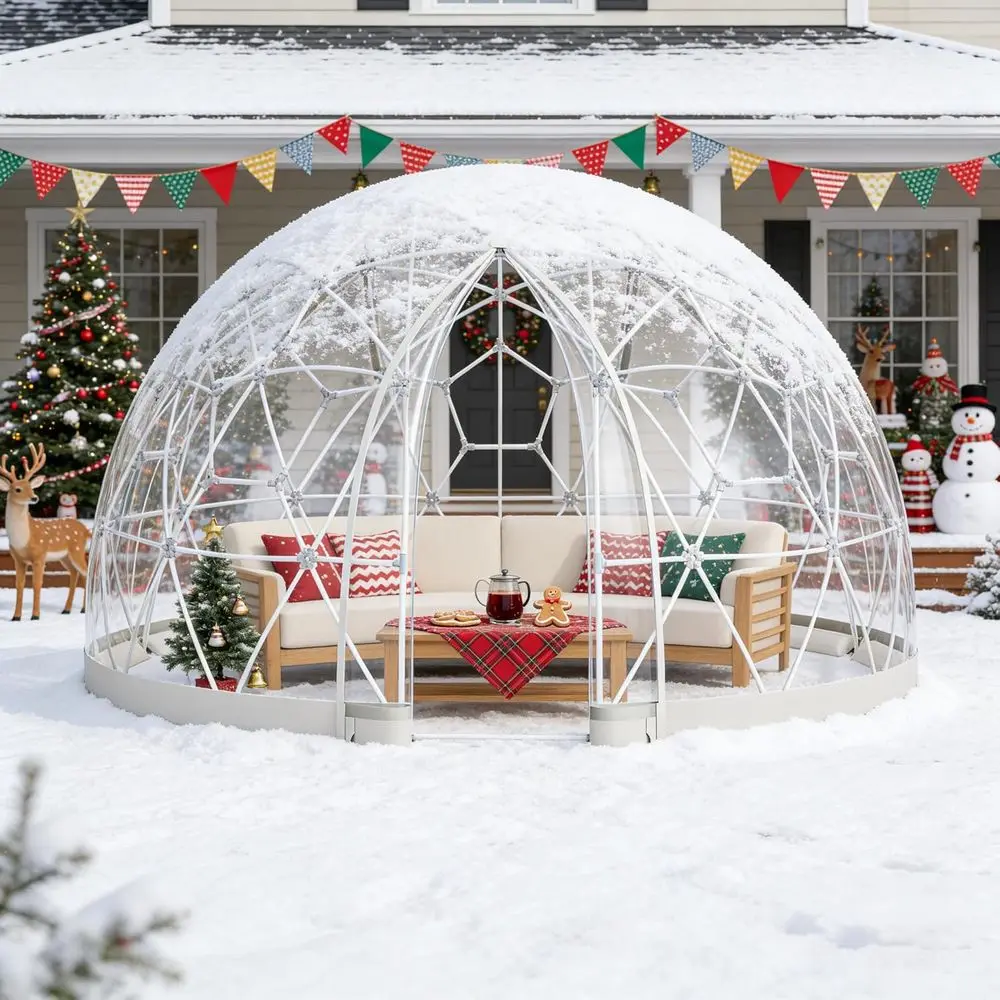 

Clear PVC Outdoor Dome Tent for 4-7 People: Weatherproof Garden Bubble Shelter for Parties, Camping, and Relaxation