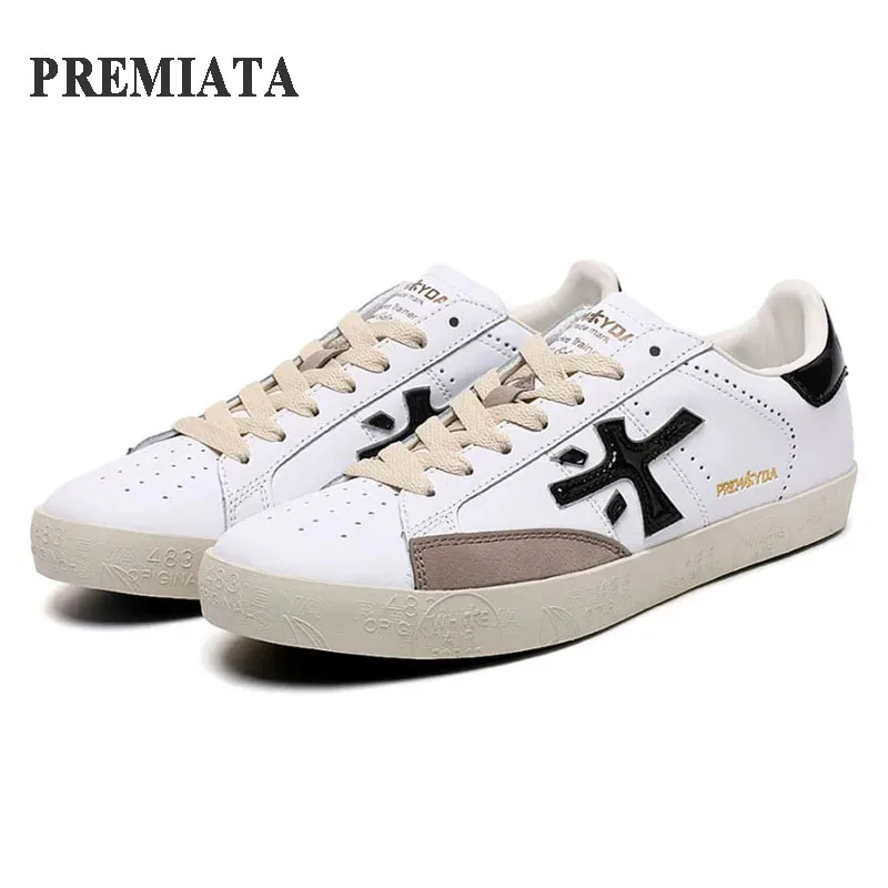 PREMIATA Sneakers for Men Black Wooden Letter Sports Casual Lightweight Flat-soled Wear-resistant Breathable Lace-up Manl Shoes