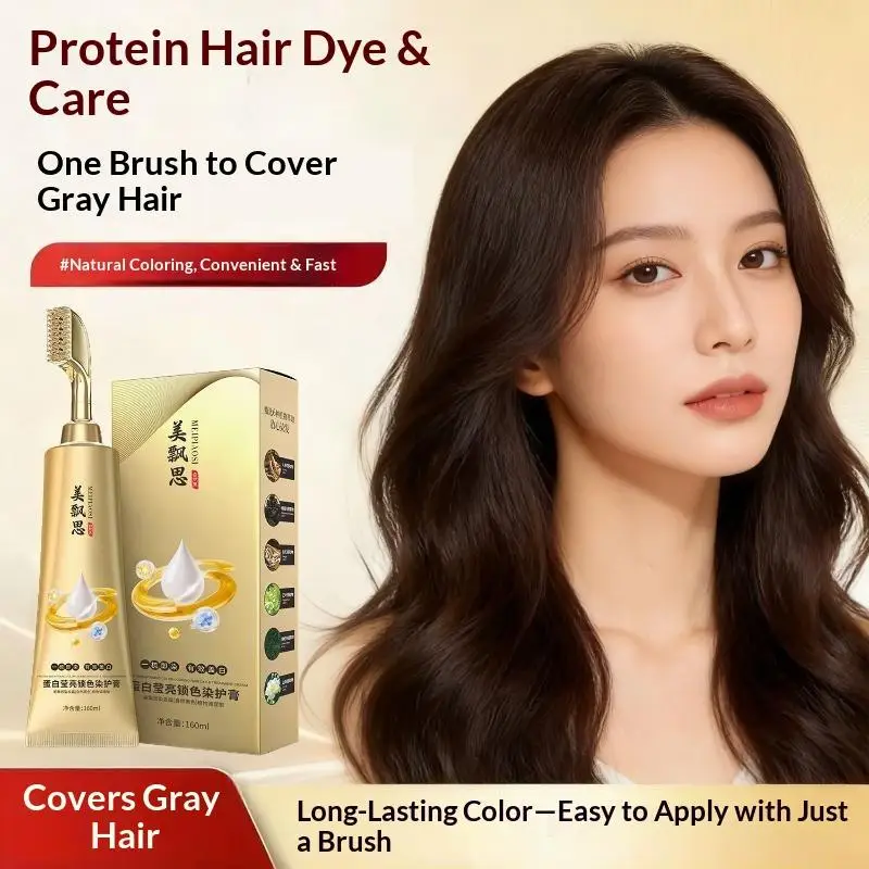 Black Brown Hair Dye Cream With Comb Long Lasting Cover White Gray Hair Natural Mild Hair Dye Styling Tool