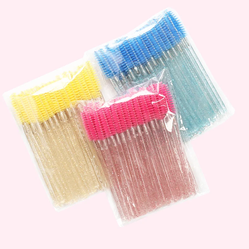 100Pcs Eyelash Extension Disposable Eyebrow brush Mascara Mini Crystal Eye Lashes Brush Cosmetic Brushes Set makeup tools