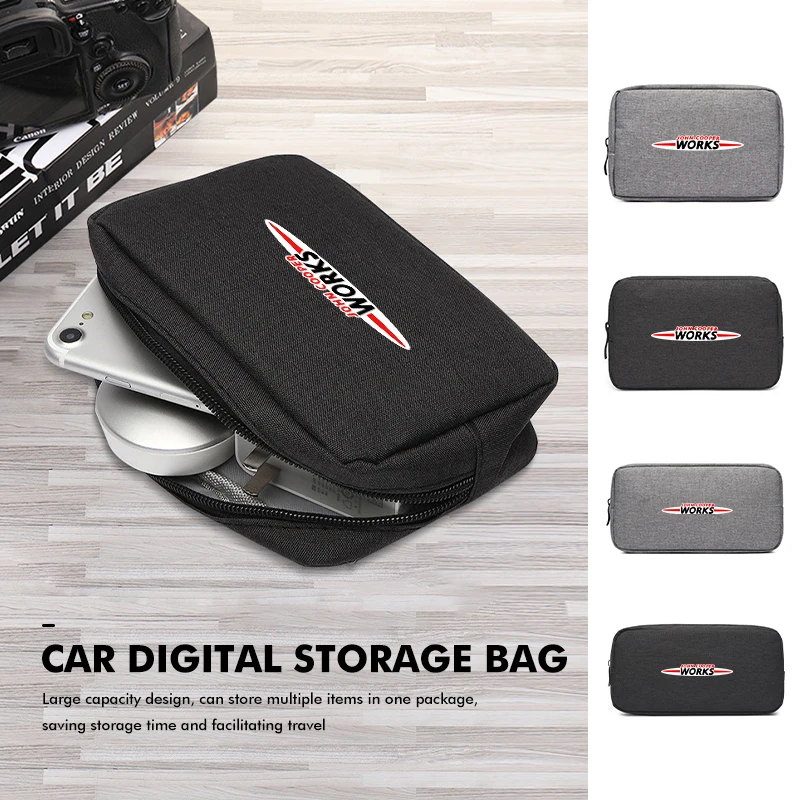 Car Data Line USB Cable Portable Multifunctional Storage Bag For MINI R60 F56 R56 F54 F57 R70 JCW John Cooper Works