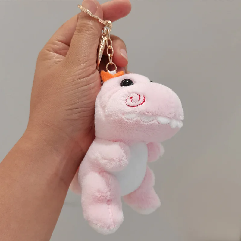 Brinquedo de pelúcia tipo dinossauro para crianças, bonecas fofas e macias, pingente com chaveiro, melhor como presente de aniversário ou Natal, 12cm, 1 conjunto