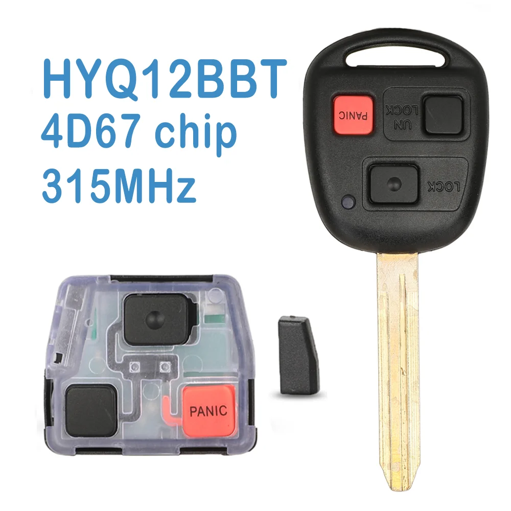 

2 Pcs HYQ12BBT Auto Smart Remote 3 Buttons ASK 315MHz 4D67 Chip TOY43 Car Key Fob For Toyota FJ Cruiser Landcruiser 2003-2009