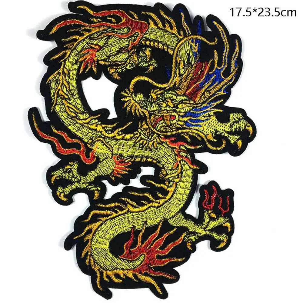 Fine Gold Embroidery Chinese Dragon Patches For Clothing Iron On Sticker Patches Sewing Accessories Clothes Jeans Decoration