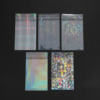 Sacs en plastique OPP Flash Laser, 50 pièces, emballage cadeau de bijoux, porte-carte photo, auto-adhésif, emballage de bonbons et de biscuits, sac en Cellophane