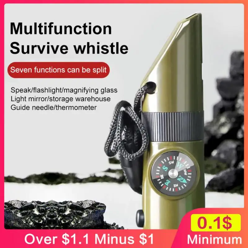 

7 In 1 Multifunctional Whistle High Decibel Emergency Survival Whistle Survival Whistle Life-saving Outdoor Tools Portable