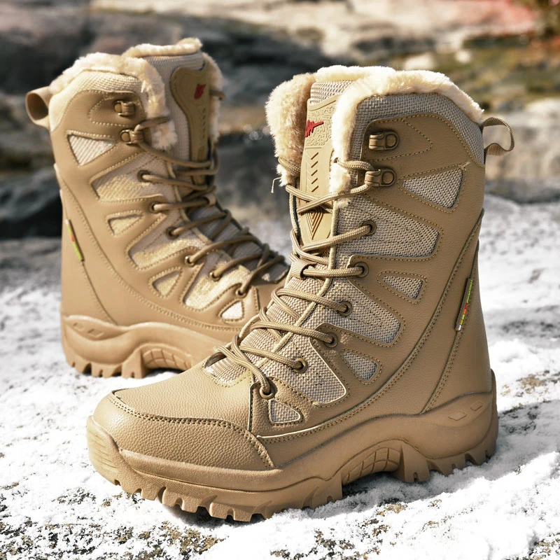 

High-top snow boots outdoor non-slip and wear-resistant off-road sports hiking shoes winter warm cotton shoes