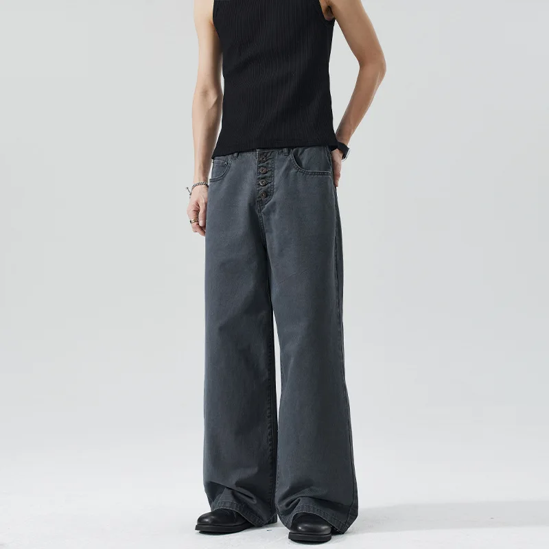 

Мужские брюки 2026: Американский винтажный стиль, свободные повседневные модные прямые широкие брюки для мужчин