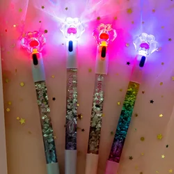 Penna gel luminosa con artiglio di gatto Kawaii Penna luminosa a LED con sabbie mobili Penne firmate per studenti di cancelleria creativa per regalo per ragazze per bambini