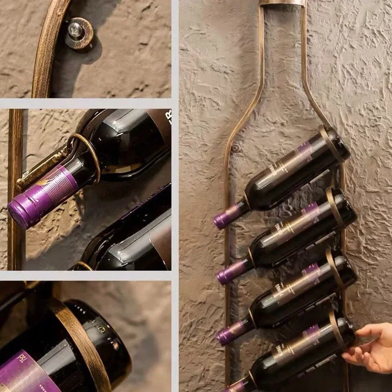 American Style Wine Wall Rack, Iron Art Hanging, Bar, Home, Living Room, Bar Counter, Mounted Wine Rack, Red Wine Rack