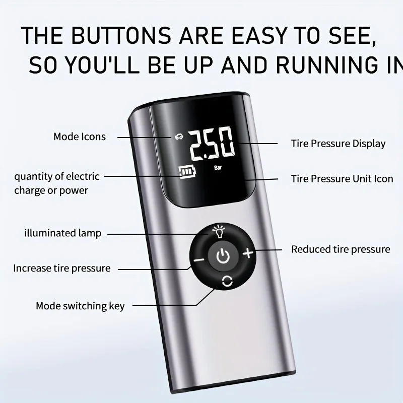 Portable Car Air Pump Tire Inflator Electric Air Compressor Intelligent Digital Tire Inflator For Car Motorcycle Bicycle Ball