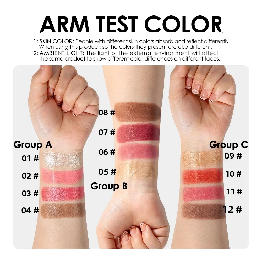 4-Pack CC Sticks Long-Lasting Highlighter Blush Contour Waterproof Makeup Sticks Ideal for Beginners Women Shiny Look Multifunct