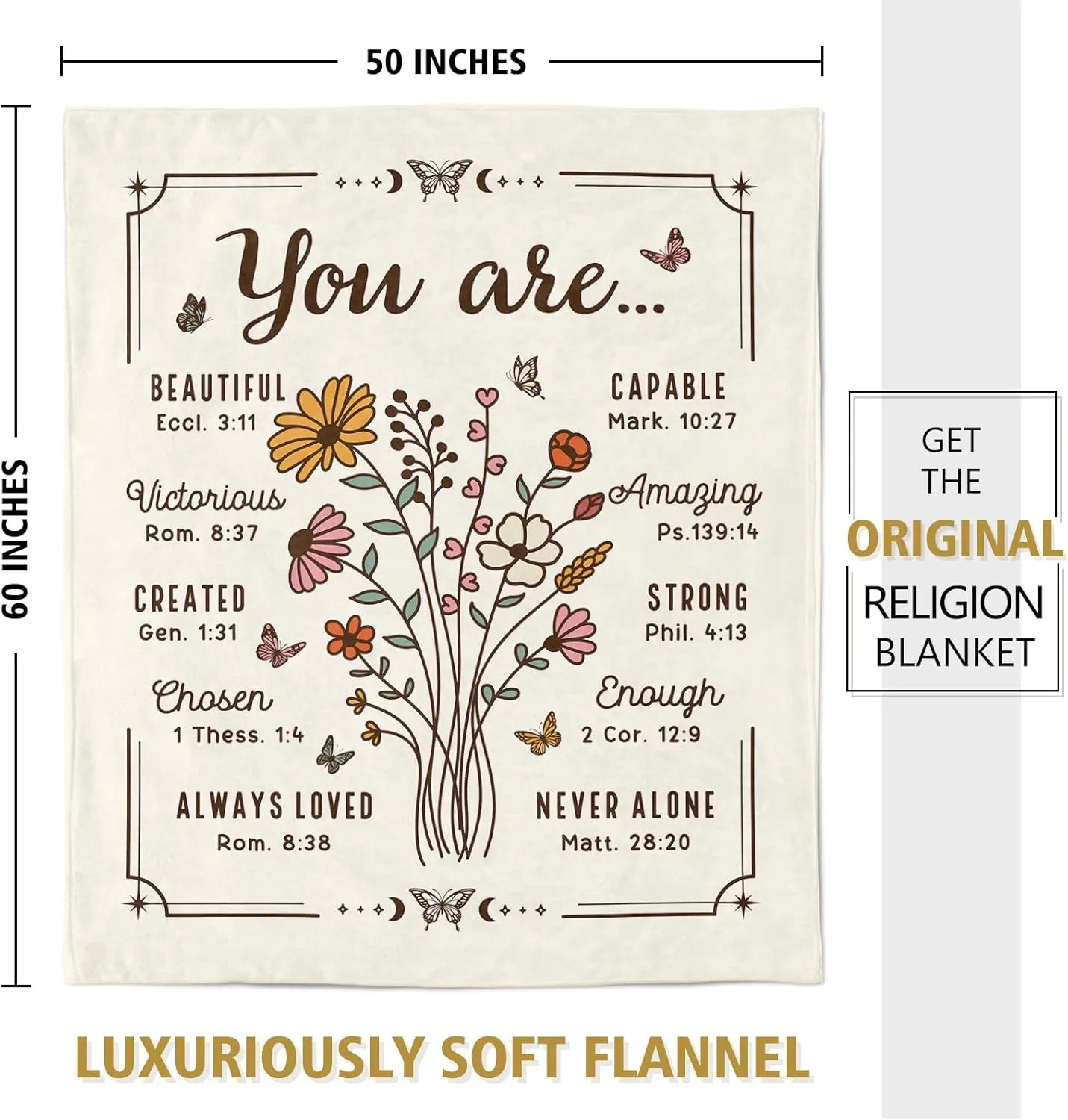 Christian Floral Throw Blanket Inspirational Scripture Faith Gift for Women Religious Birthday Gift for Mom Sister Daughter view 2