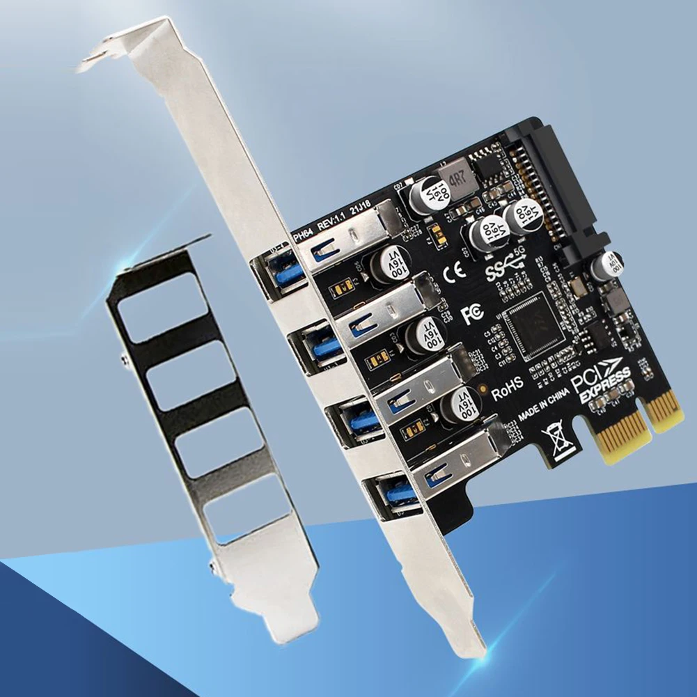 

4 Port USB 3.0 PCI-E Expansion Card 5Gbps PCIe USB 3.0 HUB Adapter Controller Converter PCI-E Extender Adapter Card for Computer