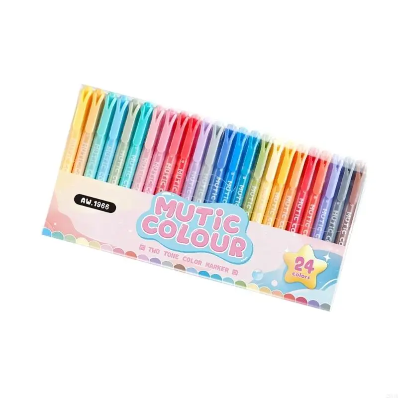 20CB 6/12/24 Colors Double-Head Highlighter Pen Fluorescent Pens School Supplies