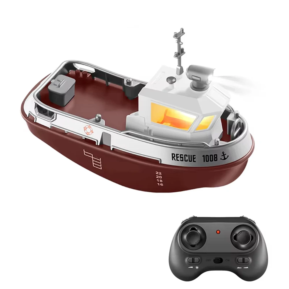 

1/72 RC Tugboat S820 Мини-лодка 2,4G Электрический водный транспорт Двойные двигатели с дистанционным управлением Модель корабля Игрушки со светодиодной подсветкой для детей Подарок