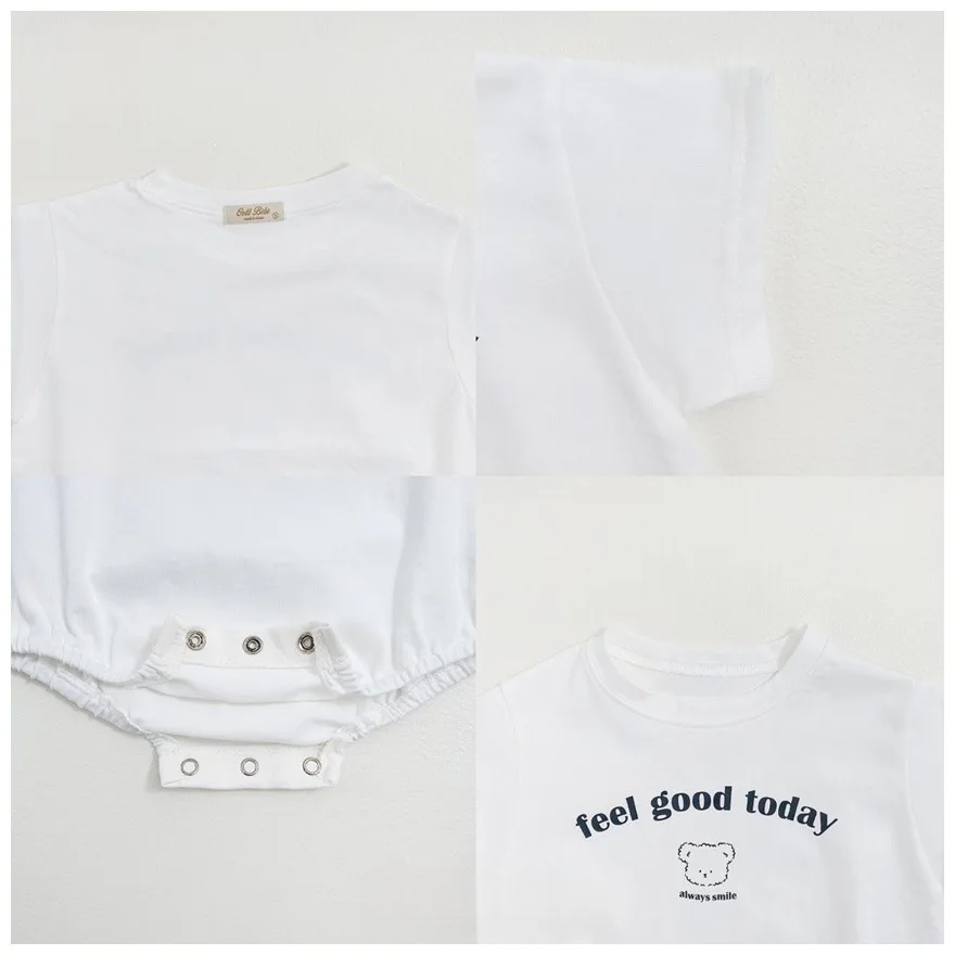 2026 Summer New Baby Short Sleeve Bodysuit Cute Newborn Cotton Cartoon Bear Jumpsuit For Boy Girl Toddler Clothes 0-24M