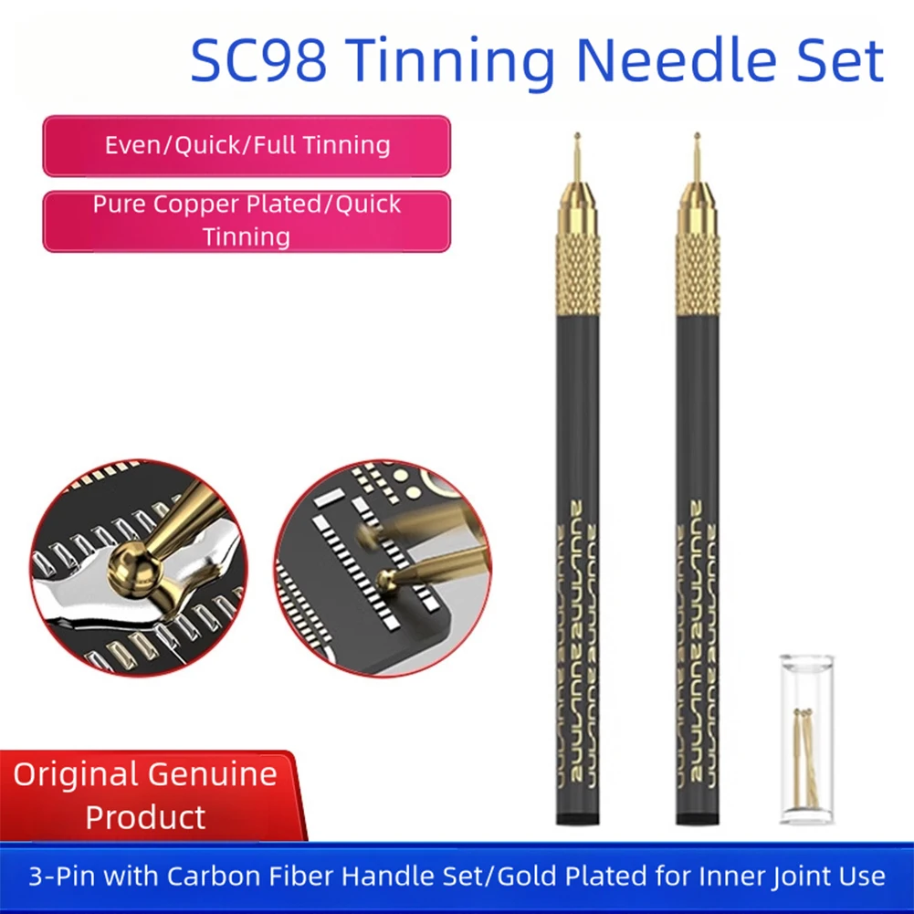 SC98 Carbon Fiber Gold Plated FPC Connector Scratch Resistant Ball Head Soldering Pin Set For Mobile Phone PCB Repair