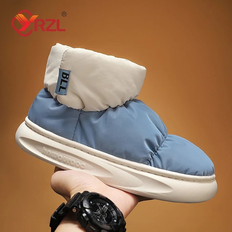 

YRZL Women Winter Warm Cotton Shoes Thick-soled Men Boots Outdoor Snow Boots Women's 2024 Anti-slip Bag Heel Warm Home Slippers