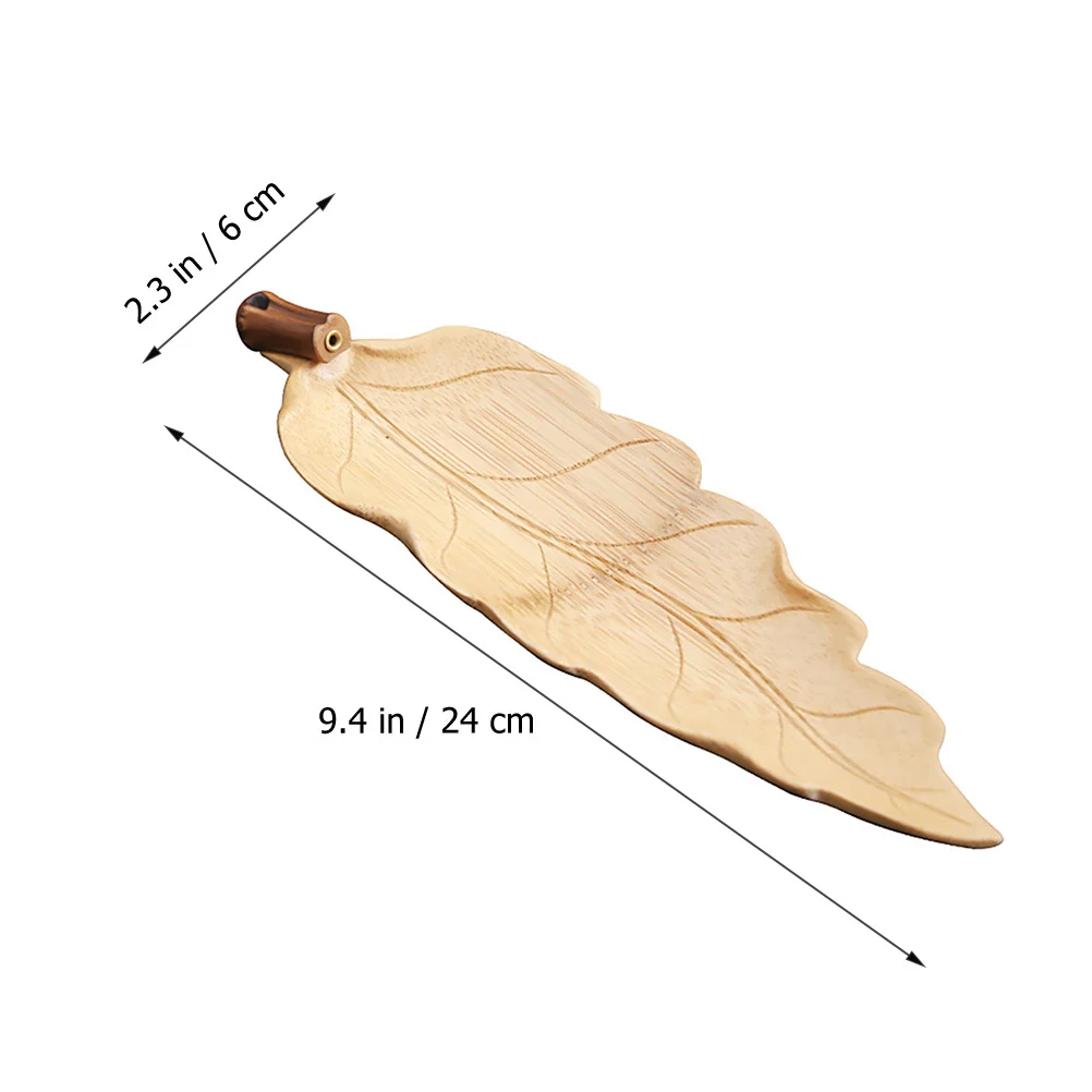 

Stylish Bamboo Incense Burner Holder in Leaf Shape Ash Catching Function for Bedroom Living Room Decorative Aroma Therapy Censer