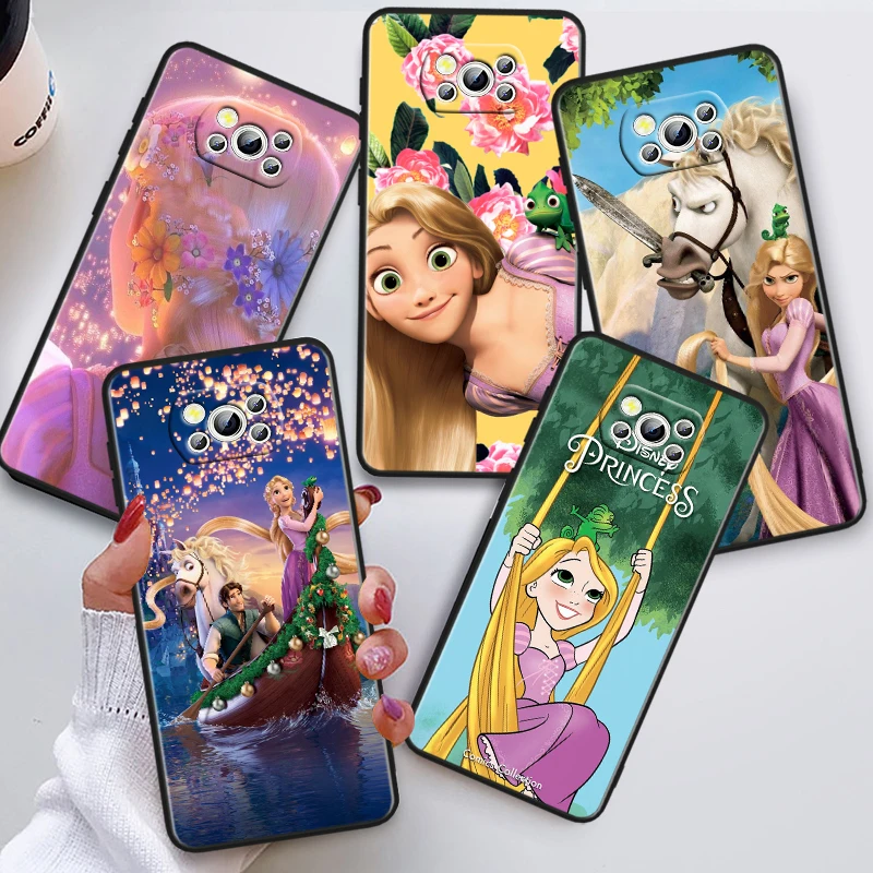 Princess Rapunzel Disney For Xiaomi Poco X5 X3 Pro X4 F4 F3 GT M5 M5s M4 M3 C55 C50 C40 5G Black Soft Phone Case