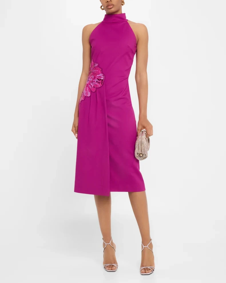 

Индивидуальные вечерние платья миди А-силуэта с высоким воротником, вышивкой и пайетками, на заказ, для особых случаев, элегантные, доступны разные размеры