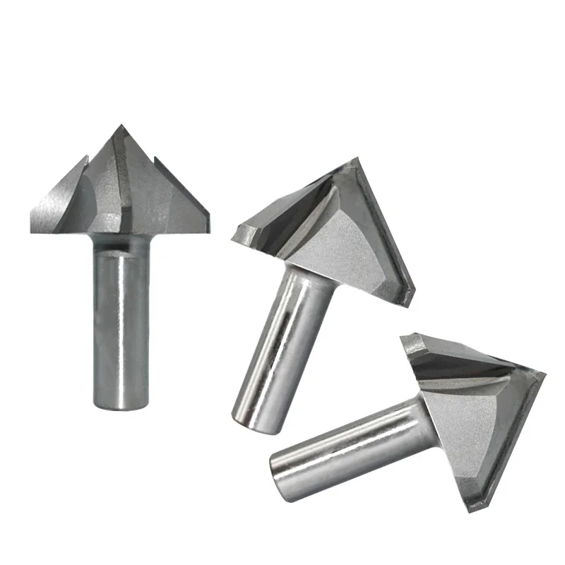 90 Degree Wood Router Bit for Redwood Density Plate 4 Teeth V-shaped Milling Chamfering Cutter 12.7mm 1/2'' Inch CNC Router Bits
