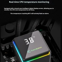 X-GAMERX PowerTrain M240 Water Cooler 240mm Global ARGB Light Effects 360° Magnetic Cover Digital Display Screen AIO CPU Cooler 4