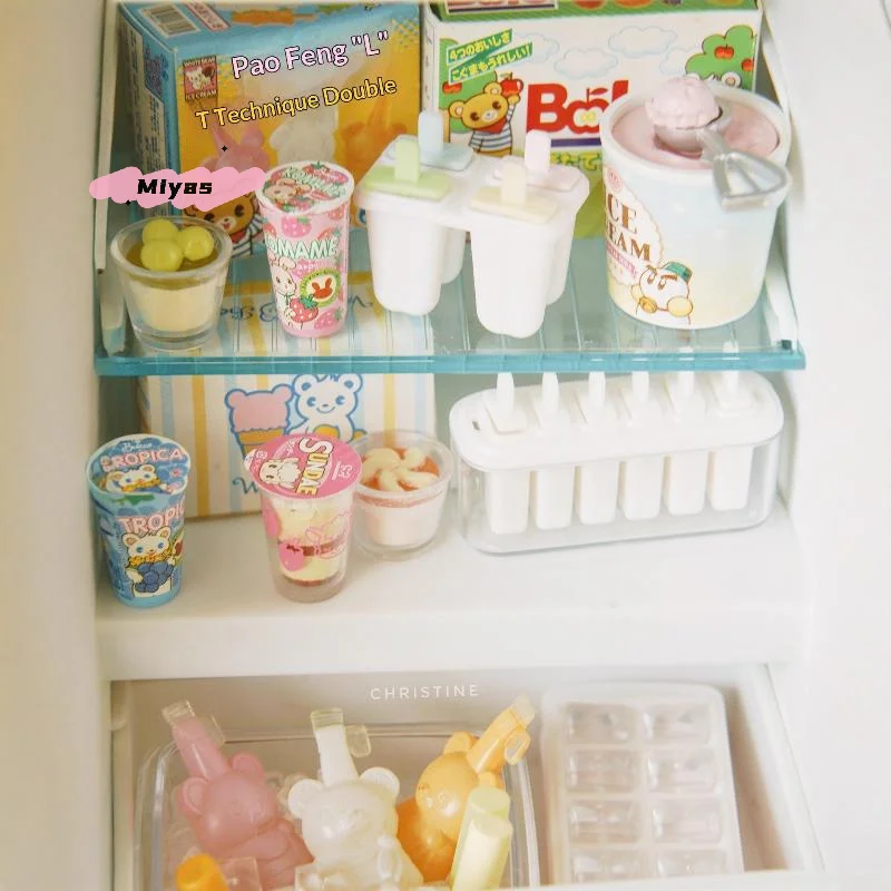 1 conjunto de acessórios para bonecas 1/6, casa de bonecas em miniatura, decoração de jogo de comida, mini alça, caixa de picolé, brinquedos modelo bo-x