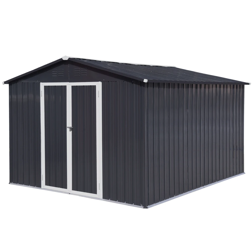 Imagem -03 - Metal Outdoor Garden Storage Shed com Porta Bloqueável Bike Shed para Quintal Pátio Gramado Casa 10ftx8ft