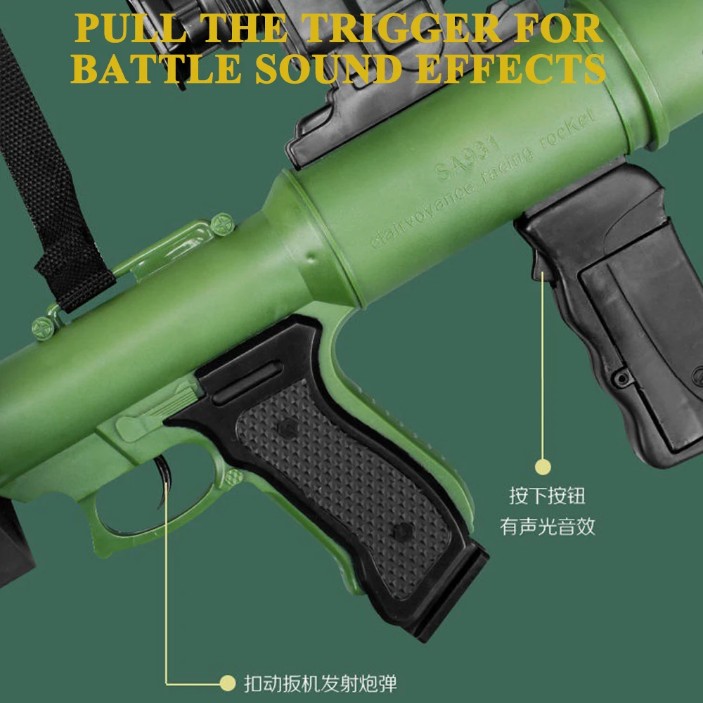 Taktyczna RPG Dźwięk Światło Bazooka Airsoft Wyrzutnia Rakiet Outdoor Blaster Manual Soft Bullet Armas Zabawka Dla Dzieci Chłopców Strzelanie