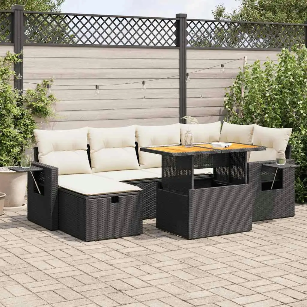 

Elegant Garden Sofa Set in Black Beige and Cream Colors Stylish Outdoor Furniture for Patio Balcony or Garden Relaxation
