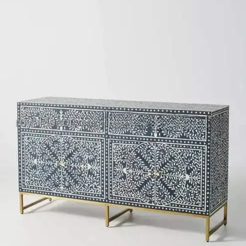 

Handmade Indian bone inlaid large bedside table living room furniture small chest drawer