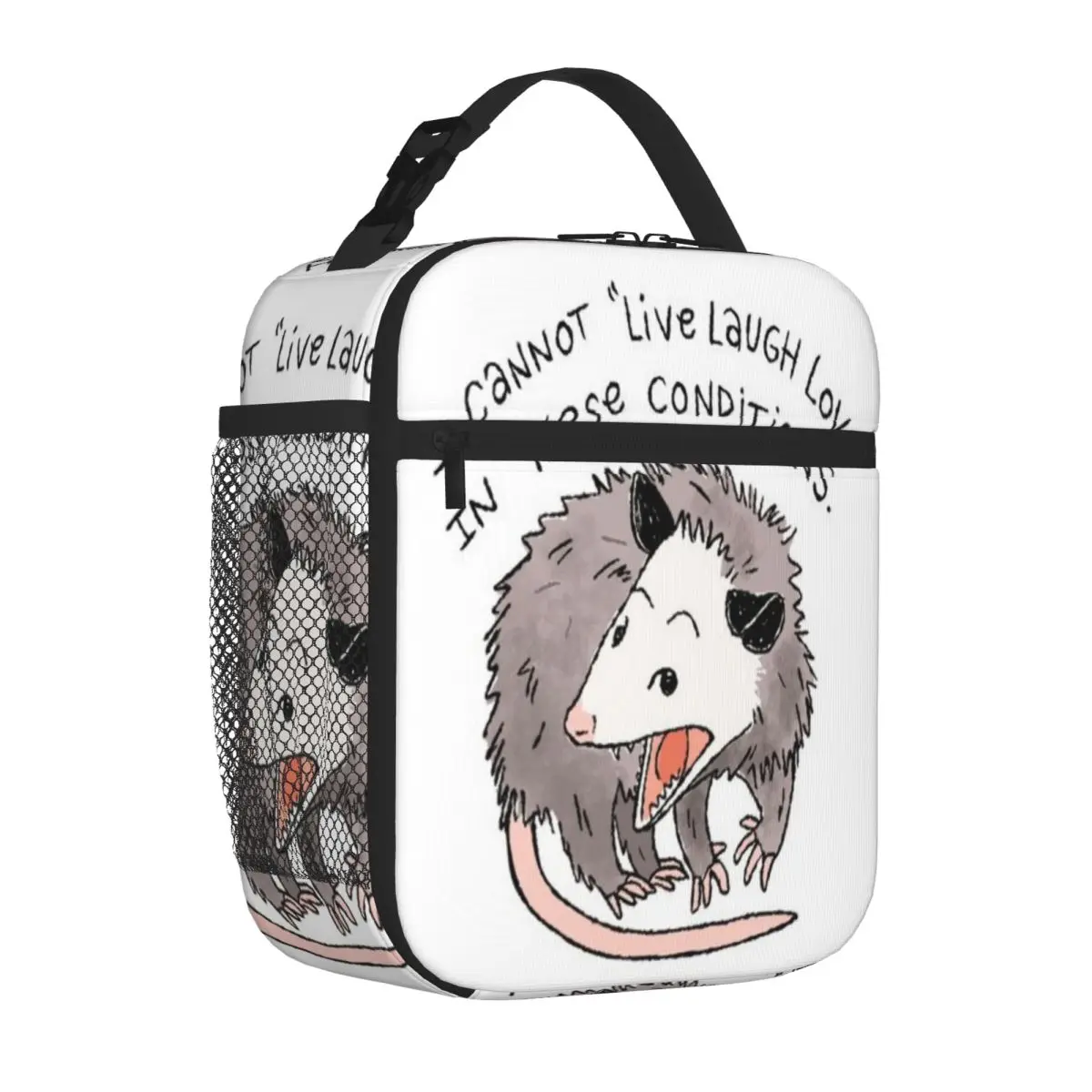 Bestselling Opossum Live Laugh Love Floral Thermal Lunch Bag Short Journey Lunch Carrier