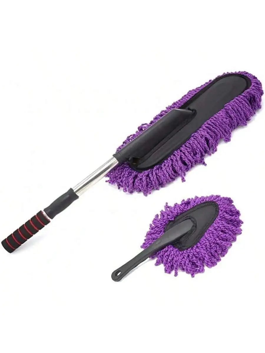 Removable Telescopic Car Wash Brush, Car Dusting, Car Wax Duster - Exterior Interior Cleaning Kit (2 Pcs Set), Fiber, Popular
