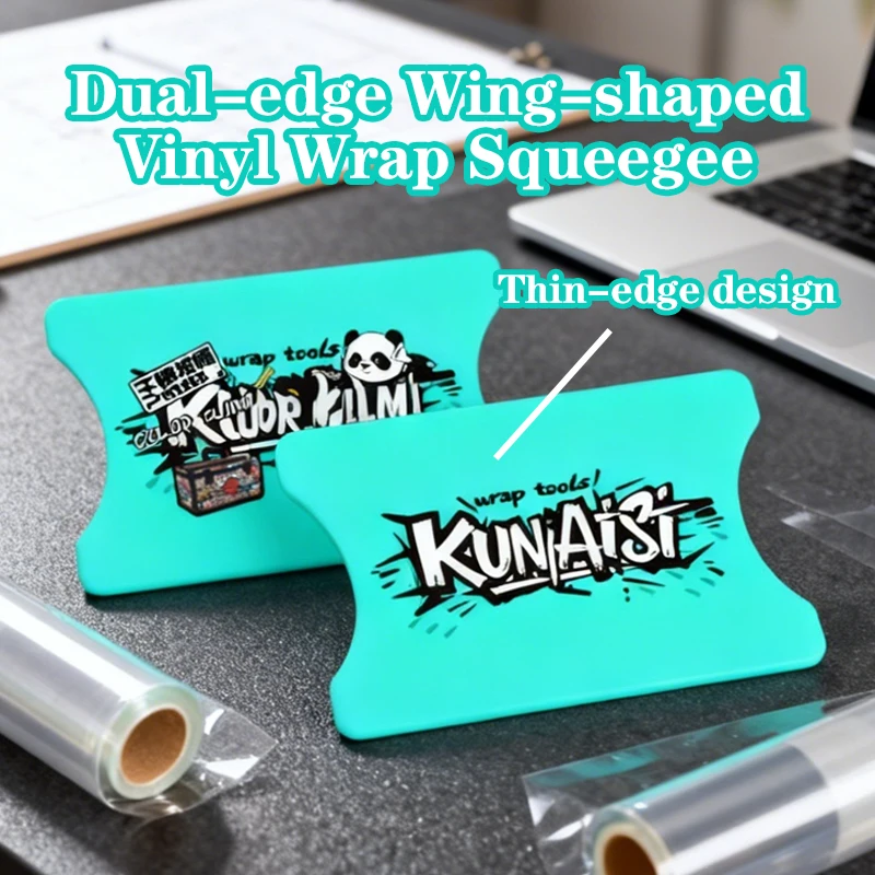 Double-edged Vinyl Wrap Squeegee, Automotive Film Tool with Mark-Free Flocked Thin Edge, for Bubble Removing and Edge Tucking