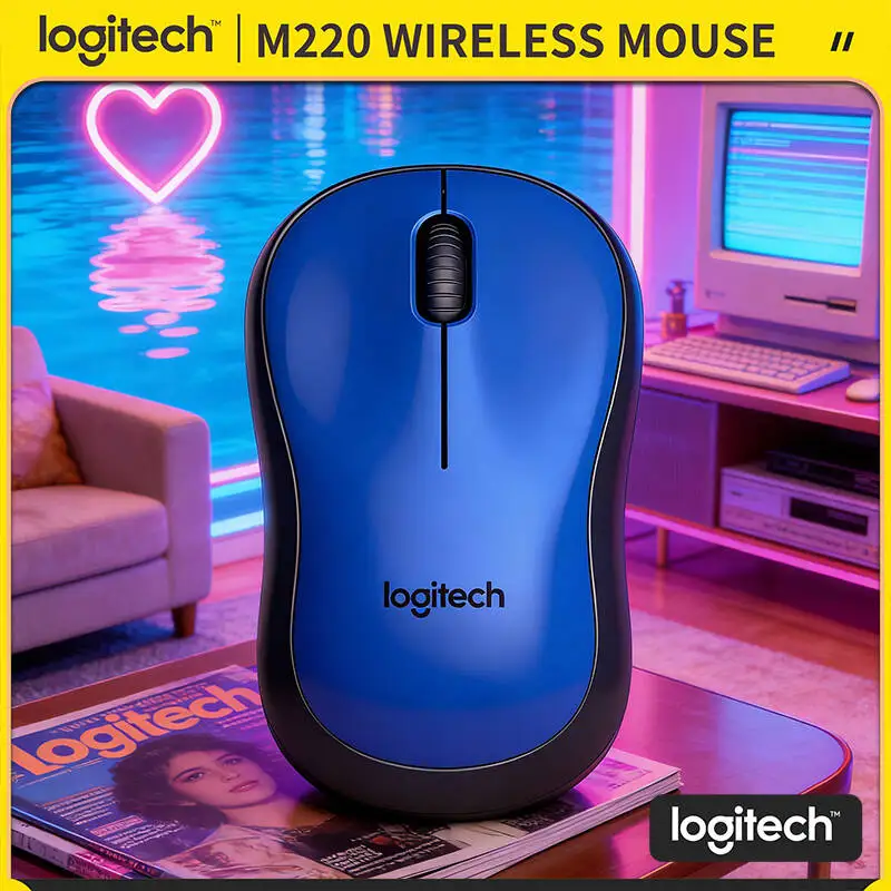 

Бесшумная беспроводная мышь Logitech M220, точность 1000 DPI, радиус действия 10 м, компактный дизайн, для ноутбуков, настольных ПК, офиса и домашнего использования