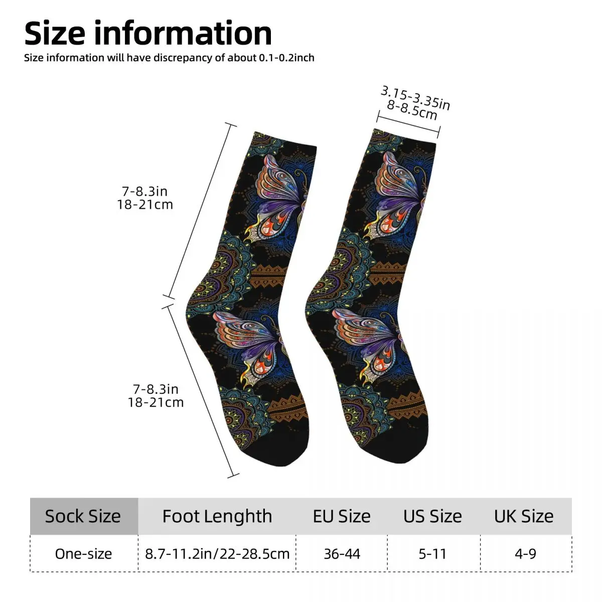 Happy Men's Socks Beautiful Butterfly Mandala Vintage Harajuku Crew Sock Gift Pattern Printed