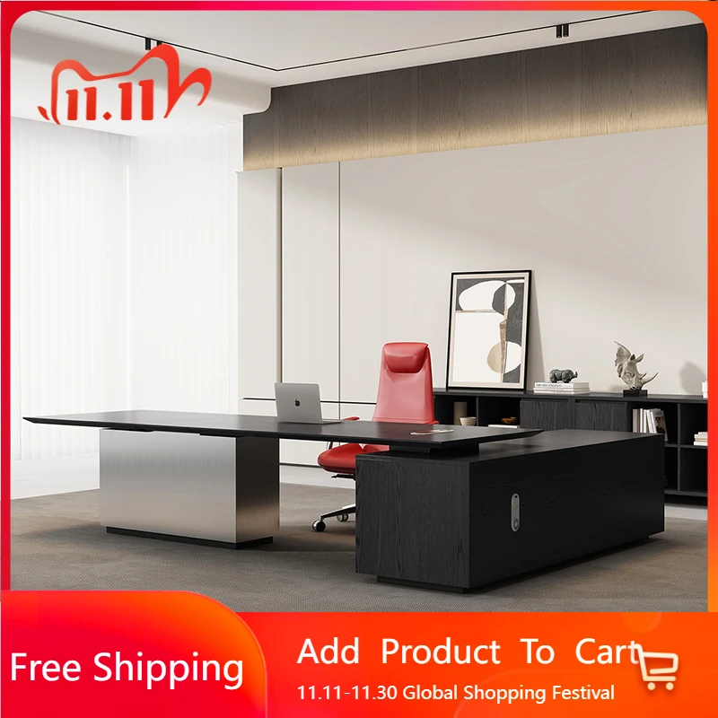 

Executive Drawer Office Desk Computer Modern Study Wooden Office Desk Minimalist Lshaped Mesas Escritorio Commercial Furniture
