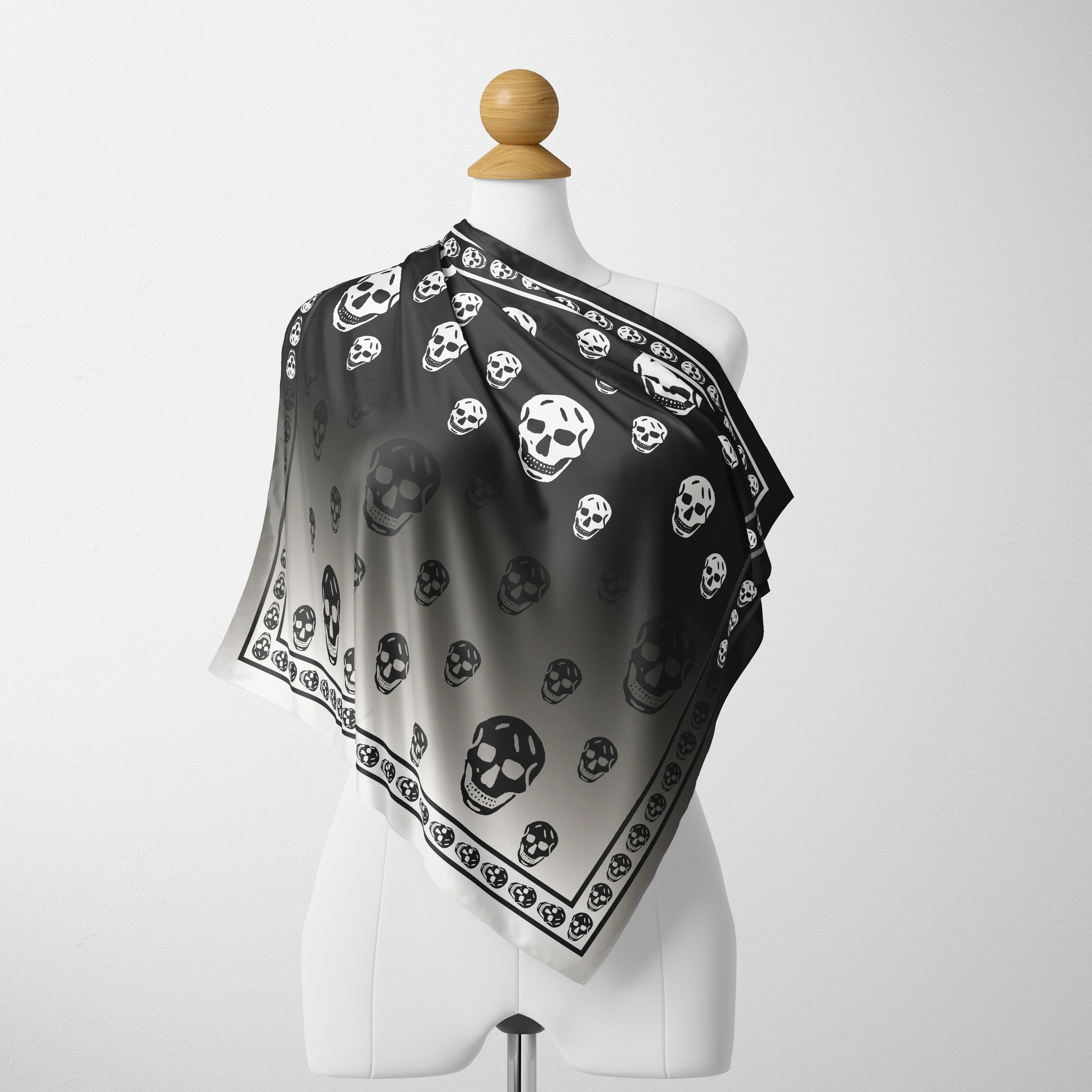 Support Customize 2022 Newest Design Women Chiffon Skull Scarf  Hijab Shawls And Wraps Female Foulard Echarpe Gradient  Bandana