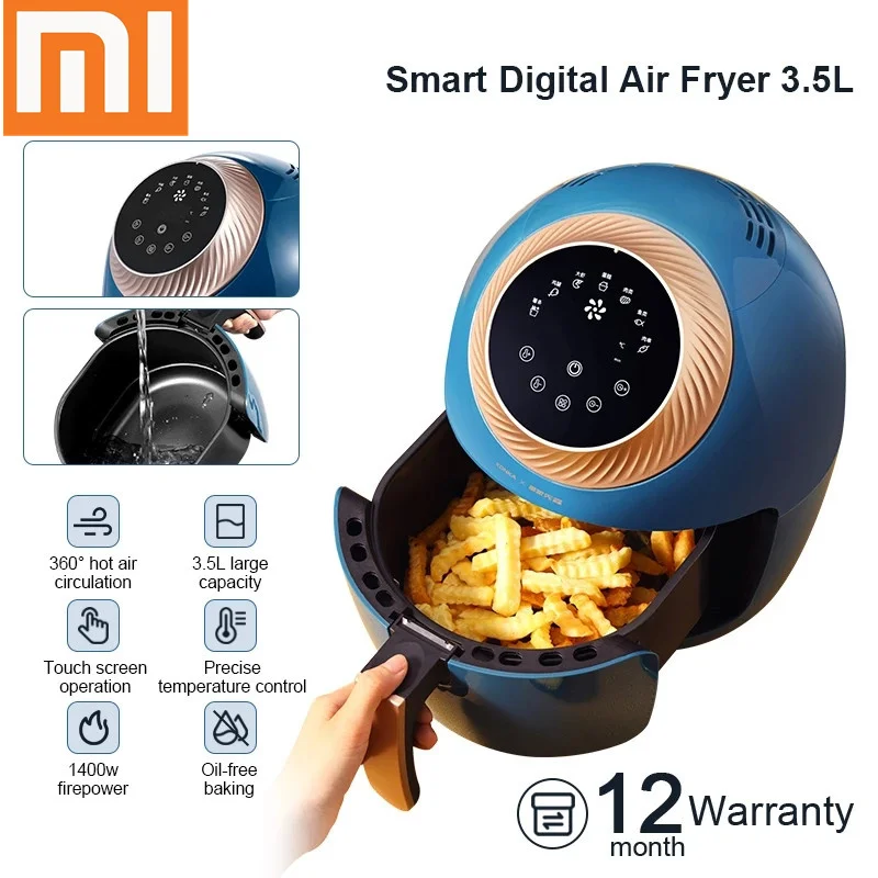 Xiaomi smart air fryer 1400w 3.5L oil free fryer 3D hot air circulation Oil separator Anti scalding handle healthy dee fry