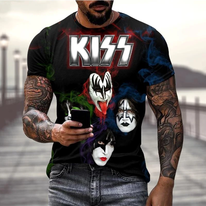 Rock Band T Shirts Kiss 3D Print Men Woman Fashion Cool T-shirt Short Sleeve Hip Hop Streetwear Harajuku Kids Tops Tees Clothing